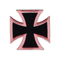 Iron Cross Maltese Chopper Iron on Sew on Biker Patch (MTC5-Pink) by Miltacusa - £4.69 GBP