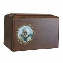 Large/Adult 240 Cubic Inches Alder Wood Cremation Urn for Ashes with Photo - £201.06 GBP