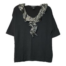 August Silk Womens Black Decorative Collar Cotton Blend Top Size Medium - $9.89