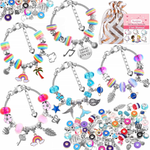 Acejoz 85 Pcs Charm Bracelet Making Kit, DIY Charm Bracelets Beads for Girls, Ad - £12.06 GBP