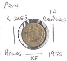 Peru 10 Centavos, 1975, brass, KM 245.3 - $4.00