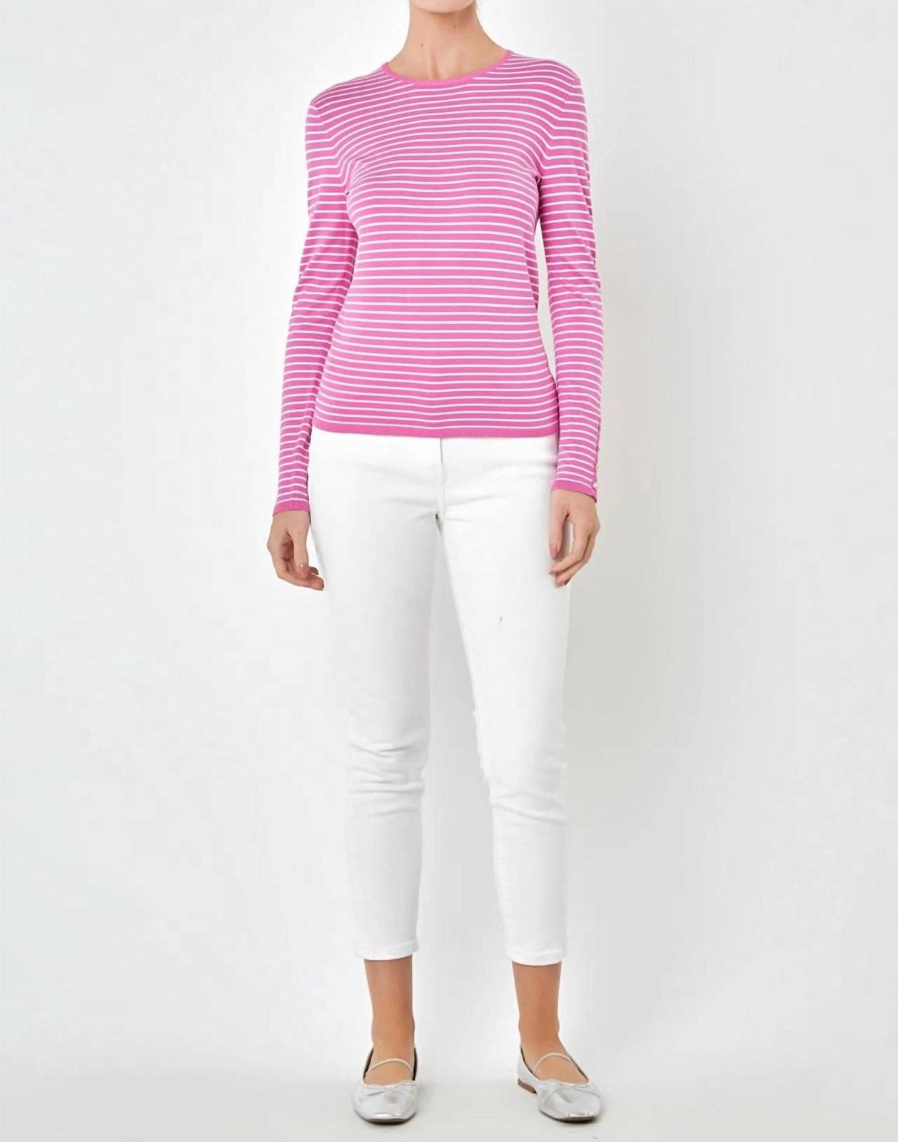 English Factory striped boatneck sweater top Pink/white - $66.00