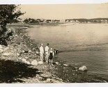 3 Kids on Nova Scotia Shore with Dog in the Water Photograph Canada 1920&#39;s - $27.72