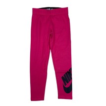 New Nike Girls Just Do It Leggings Size 6 Rush Pink Pants Black Logo 5-6 Yrs  - £15.81 GBP