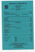 Barney&#39;s Bar B Q Menu Manchester Road Ellisville Missouri 1996 - $17.82