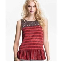 Free People Tunic w/Eyelet Detailing in Red/Brown Small - £23.70 GBP