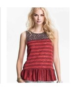 Free People Tunic w/Eyelet Detailing in Red/Brown Small - £23.21 GBP