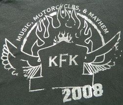 Kfk 2008 Music, Motorcycle, &amp; Mayhem Event Distressed T-SHIRT Biker Tee - £7.47 GBP