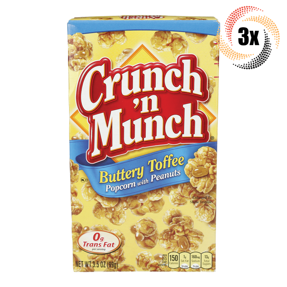 3x Boxes Crunch &#39;N Munch Buttery Toffee Popcorn With Peanuts 3.5oz Fast ... - $14.32