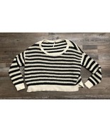 Free People Womens Medium White &amp; Blue Striped Knit Sweater - $18.47