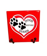 Dogs Before Dudes Red Ceramic Drink Coasters Set of 4 - $23.76