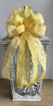 1 Pcs Yellow &amp; White Spring Easter Wired Wreath Bow 10 Inch #MNDC - £27.90 GBP