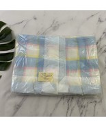 Quiltex Vintage Baby Blanket New Unused Blue Yellow Plaid Nylon Trim Acr... - $49.49