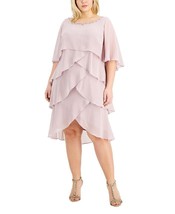 SL FASHIONS Beaded Tiered Cape Dress Lavender Frost Plus Size 22W $139 - £38.10 GBP