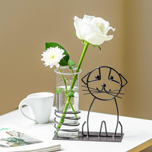 Desktop Glass Planter Vase ,Planter  Stand, Scindapsus Container (Cute Dog) - £18.77 GBP