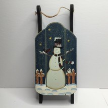 Primitive Snowman Sled Christmas Tree Ornament Decoration Farmhouse Stars - £23.91 GBP
