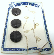 3 Black Shank Buttons 3/4&quot; Plastic Vintage On Card Latest Style Blouse D... - £6.98 GBP