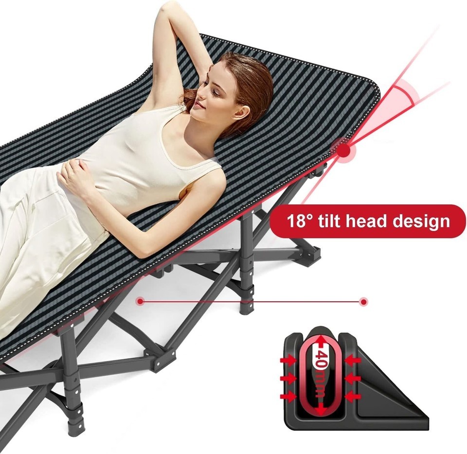 Folding Camping Cot with Removable Cushion & 3-in-1 Pocket for Outdoor Comfort Item image 9