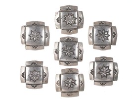 7 Vintage Navajo Stamped Sterling button covers - £86.24 GBP