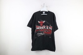 Vintage 90s Mens Large Distressed Spell Out Graffiti Chicago Bulls T-Shirt USA - £63.25 GBP