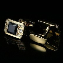 4.00Ct Princess Simulated Diamond Wedding Cufflinks 14k Yellow Gold Over... - £86.97 GBP