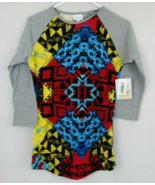 NWT LulaRoe Randy Shirt Multi-Color Geometric Design With Gray Sleeves S... - $22.10 CAD