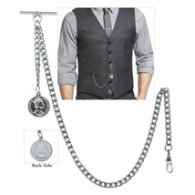Silver Color Albert Chain Pocket Watch Chain Queen Coin Fob Swivel Clasp AC101N - £14.38 GBP