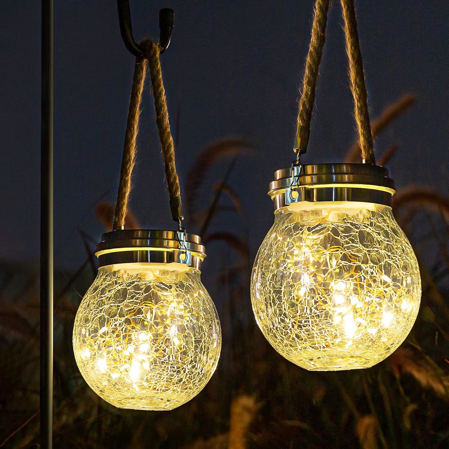 Solar Lantern Outdoor, 2 Pack 30 Led Patio Decor Hanging Solar Lights Waterproof