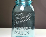 Antique 1922-33 Ball PERFECT MASON Quart Jar Regular Mouth Blue Glass Dé... - £19.77 GBP