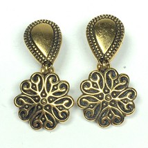 Premier Designs Jewelry Gold Plated Floral Drop Clip Earrings   - £11.06 GBP
