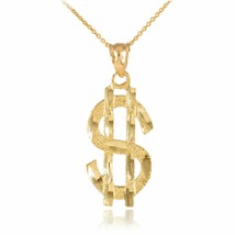 Solid Yellow Gold 14K Dollar Sign Money Pendant Necklace Baller Pimp Bling Bling - £124.60 GBP+