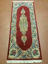 2&#39; X 4&#39; Handmade Chinese Floral Oriental Wool Rug Carpet Nice Red - £188.39 GBP