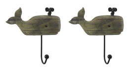 Zeckos Distressed Wood Look 2 Piece Spouting Whale Wall Hook Set - £19.64 GBP