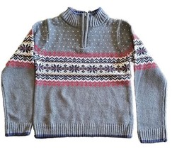 RORIE WHELAN ~ Size 4 ~ 1/4 Zip ~ Turtleneck Sweater ~ Cotton ~ GRAY Fair Isle - £22.42 GBP