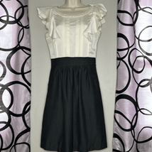 Max &amp; Cleo Women&#39;s Sleeveless Ruffle Collar Dress Black/Off White-6 - £15.42 GBP