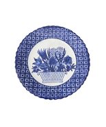 Vintage Chinese Pottery Dinner Plate Blue White Floral Pattern Motif Bas... - £24.76 GBP