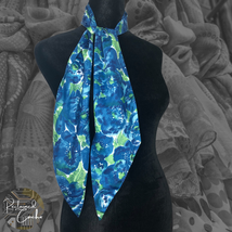 Blue Floral Print Pointed End Fashion Scarf Long Neckerchief Headband 50 inches - £12.17 GBP