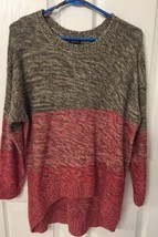 Rue 21 Gray &amp; Shades of Red Long Sleeve Striped Sweater Juniors Sz XL NWOT - £13.90 GBP