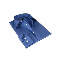Men Mondego 100% Soft Cotton Dress Business shirt B300 French Blue Herringbone image 10