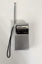 Sony Radio Pocket FM/AM ICF-S10MK2 Silver Tested &amp; Working Antenna - $22.77