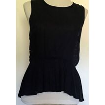 Women Navy INA Sleeveless Zip Top Crochet Accent Back Small NWT - €12,83 EUR