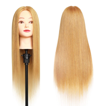 Mannequin Head 100% Real Hair Styling Training Head 24-27Inch Manikin Cosmetolog - £46.62 GBP