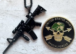 2 pcs Special Ops  Joint  Special forces SF Unit Challenge Coin &amp; men necklace - £15.28 GBP