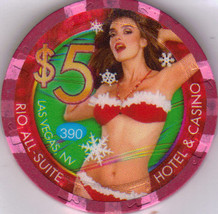 $5 Holiday Girl  Rio Las Vegas Limited Edition Casino Chip - £7.79 GBP