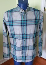 J Crew Mens Heathered Button Down Shirt Erwitt Plaid LARGE 2 Ply 100% Co... - $13.84
