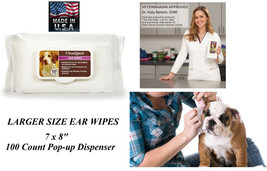 100 pc PET EAR CLEANSING Large 7x8&quot; WIPES Pad DOG CAT Grooming Cleaning ... - $18.99