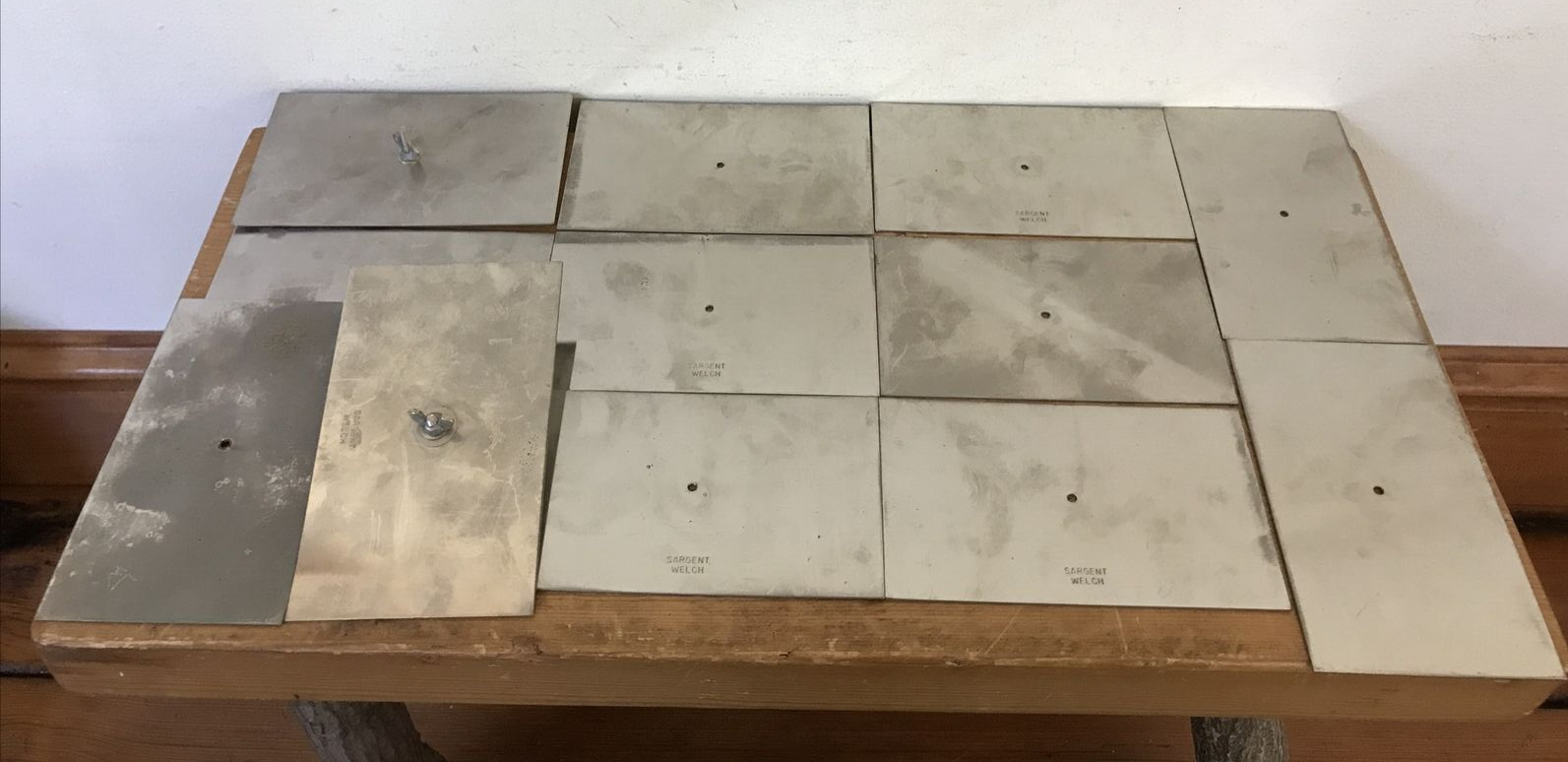 Set Lot 12 Sargent Welch Stainless Steel Laboratory Plates Reflectors - $39.59