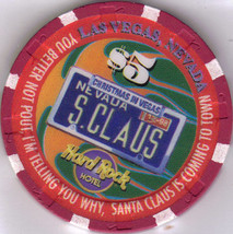 Christmas In Vegas 1998 $5 Hard Rock Hotel Las Vegas Casino Chip - £7.95 GBP