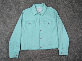 Tommy Bahama Jacket Women Medium Mint Green Raw Edge Two Palms Denim Jea... - $44.99