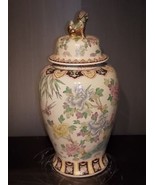 Beautiful Vintage Hand Painted Floral Chinese Porcelain 32&quot; Temple Jar E762 - £384.47 GBP
